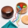 Wooden Yarn Bowl,Yarn Bowls with Lid for Knitting Crochet Yarn Ball Holder Handmade Yarn Storage Bowl for DIY Knitting Crocheting Crochet Kit Organizer Accessories with 12 Crochet Hooks (Dark Wood)