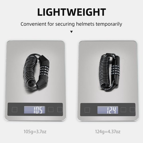 ROCKBROS Motorcycle Helmet Lock, Bike Helmet Lock, 4 Digit Small Cable Lock, Retractable Stroller Lock, Luggage Lock, Black