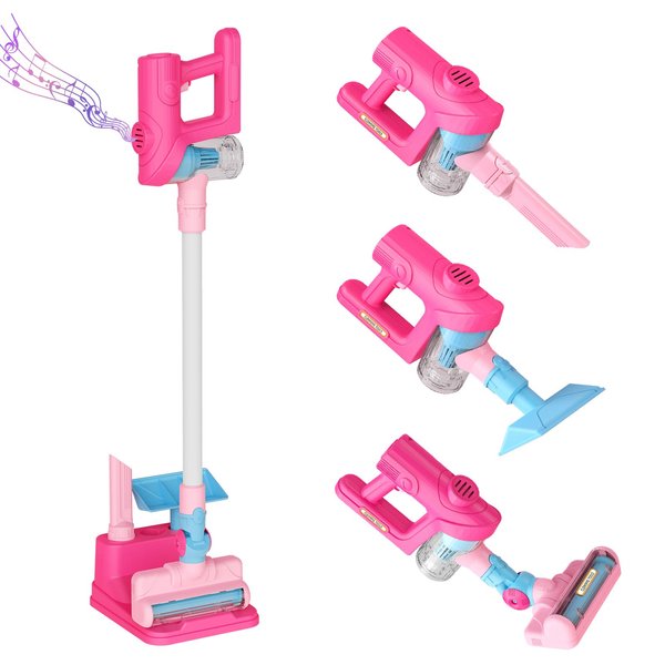 Kids Vacuum That Really Works - Realistic 3-in-1 Vacuum Cleaner with Music for Toddler Kid Cordless Vacuum Home Cleaning Toy, Housekeeping Keeping for Child Age 3 4 5 6 Years Old Children Boy Girl