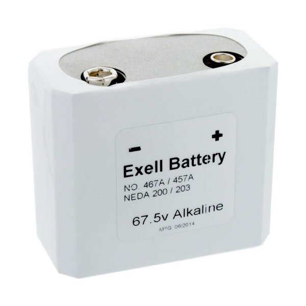 Exell 457/467 67.5V NEDA 203 Alkaline Battery Fits Replaces Electro-Count survey meter, Model RM-1 1949, 45F30, 457, A457, Eveready 457, 45F40, KL1, 145X, 467, BB501, Eveready 467, L5500, VS016, XX45