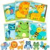 deli Wooden Toddler Puzzles, 6 Pcs Animals Puzzles for Toddler, Montessori Preschool Educational Learning Toys Make a Great Gifts for 1 2 3 4 5 Year Olds