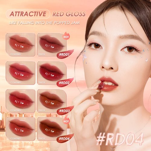 FOCALLURE Glasting Water lip Tint,Non-Sticky Long Lasting Liquid Lipstick,High Shine,Vivid 16 Colors,Glossy Finish Lipgloss for Daily Use