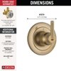 Delta Faucet Trinsic 3-Setting Shower Handle Diverter Trim Kit, Diverter Valve Trim Kit Gold, 3 Way Shower Diverter, Delta Diverter Trim, Champagne Bronze T11859-CZ (Valve Not Included), 5.00 x 4.50 x 5.00 inches