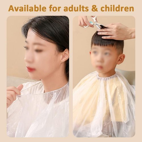 EHERDM 50 Pieces Disposable Hair Color Cape Transparent Waterproof Neck Shawl Hair Styling Salon Cape Hairdresser Salon Cloak Hair Cutting Short Cape for Hair Stylist Bleach Shampoo 39.3Inch