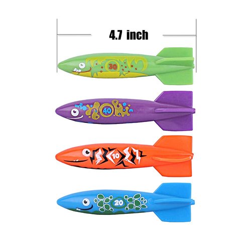 ZHFUYS Pool Toy Throwing Torpedo Shark Torpedo Diving Toy,8 Pack