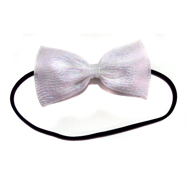 Lolita Inspired Hair Bow Collection-lace-glitter (Shimmery White, Headband)