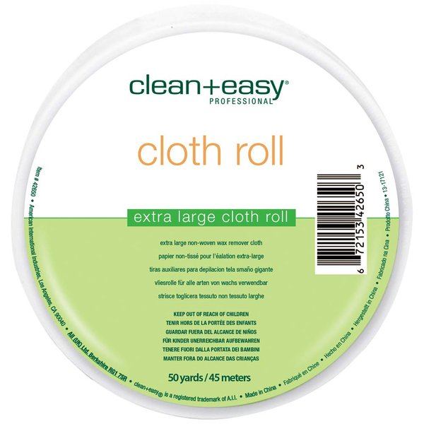 Clean + Easy Cloth, Epilating Cloth For Full Body Hair Removal and Brazilian Waxing, 50 Yard Roll