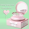 Mini Hair Brush for Purse, Small Portable Pocket Hair Brush with Mirror for Girls, Travel Size, Pink