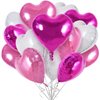 TONIFUL 30Pcs 18 Inch Pink White Heart Balloons Hot Pink Heart Shape Foil Mylar Balloons Decoration for Birthday Valentine's Day Wedding Bridal Shower Anniversary Engagement Party Supplies