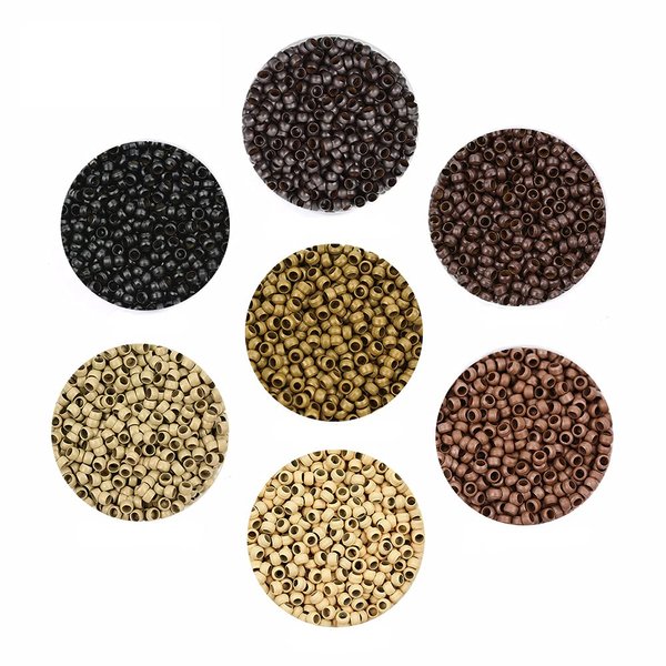 500 Pcs 2.5mm Copper Nano Rings Micro Beads for Nano Tip Hair Extensions Feather Extension Micro Tubes Ring Beads (Blonde)