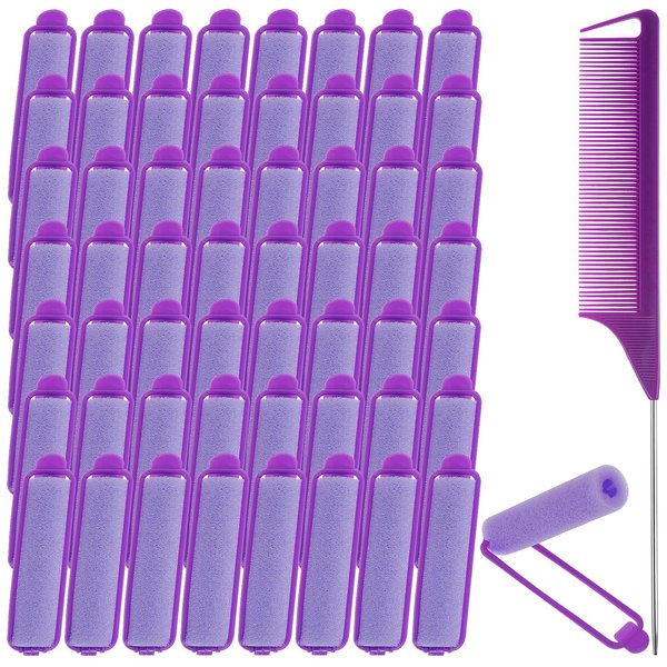 56Pcs Sponge Hair Rollers Set, Self Grip Heatless Foam Hair Curlers Rollers for Long Hair,Medium and Short Hair, No Heat Hair Curlers Rollers Hair Volume with Pintail Comb for Women Hair Styling