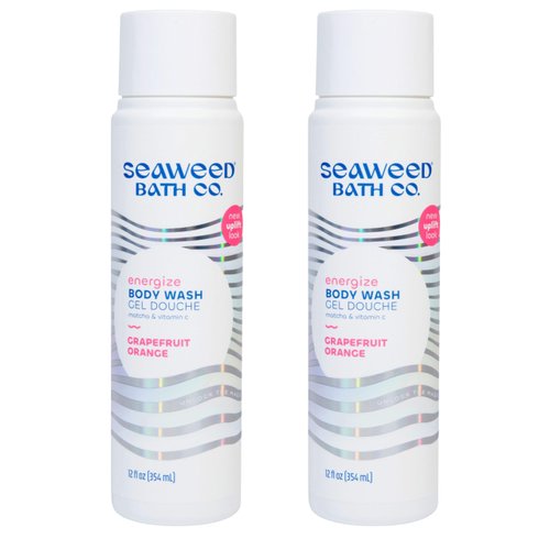 Seaweed Bath Co. Energize Body Wash, Grapefruit Orange Scent, 12 Ounce (Pack of 2), Shower Gel for Men & Women, Vegan, Paraben Free, Sulfate Free, Cruelty Free