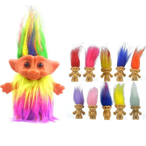 Yintlilocn-11pack Vintage Troll Dolls,Lucky Dolls Chromatic Adorable for Collections, School Project,Arts and Crafts,Party Favors