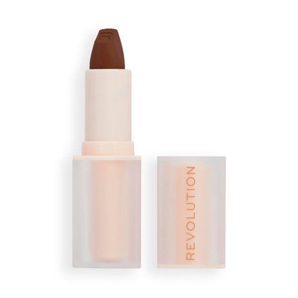 Revolution Beauty, Lip Allure Soft Satin Lipstick, Highly Pigmented & Smudge Proof, Long Lasting Creamy Satin Finish, Contains Vitamin E, Stiletto Brown, 0.11 Oz