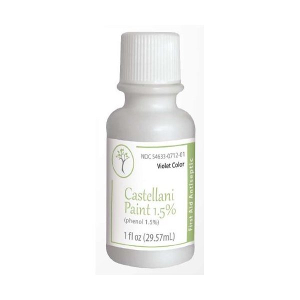Castellani Paint Phenol 1.5 Percent Modified Violet Color First Aid Antiseptic Agent - 1 Oz