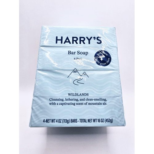 Harry's Wildlands Bar Soap, 4 Pack, 4 Oz Each, Blue