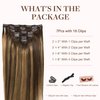 GOO GOO Clip in Hair Extensions Real Human Hair, 14inch 85g 7Pcs, 4/27/4 Balayage Chocolate Brown to Caramel Blonde, Remy Human Hair Extensions Clip ins for Women, Natural Human Hair