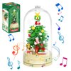 MEIEST Christmas Tree Building Blocks Music Box Set with Dust-Proof Dome,Xmas Holiday Construction Toy Gift,Home Decor (Starlight Christmas Tree)