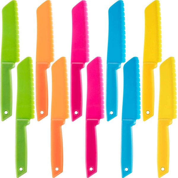 JOVITEC 10 Pieces Kid Plastic Nylon Cooking Knife Set, Children Toddler Kitchen Knives, Safe Knives for Bread, Lettuce Knife and Salad Knife