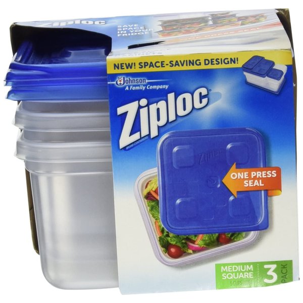 Ziploc Plastic Food Storage Container Set, Clear, Pack Of 3