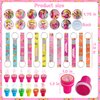WOOACME Princess Peach Party Favor, 110Pcs Princess Peach Party Supplies Include Button Pins, Key Chains, Bracelets, Stickers, Themed Stamps, Gift Bags, Princess Peach Party Decorations for Girls
