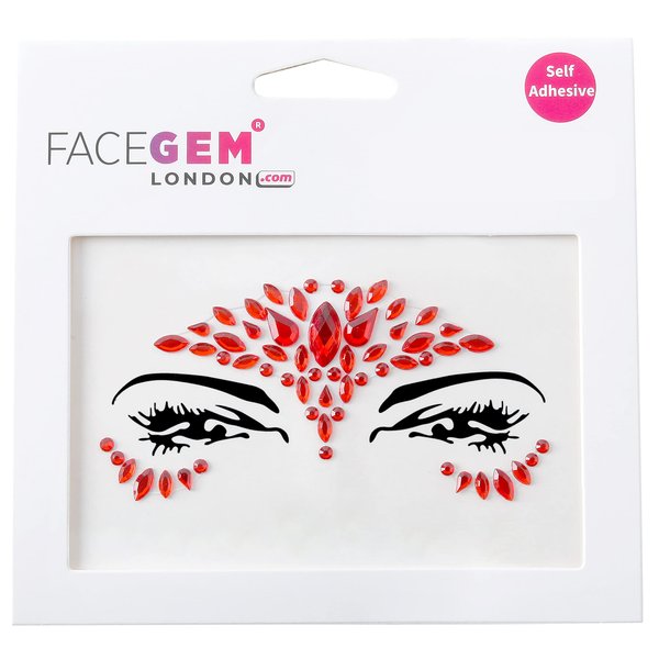 Face Gems Adhesive Glitter face Jewel Tattoo Sticker Festival Rave Party Body Make Up (Red)
