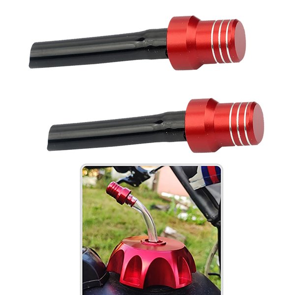 GKmow 2 PCS Car Fuel Tank Cap Breather Cap, 2.75" x 0.47" CNC Alloy Gas Tank Valve Breather Hose with Steel Balls, Safety Protection Accessory, Suitable for Cars, Motorcycles, ATVs (Black & Red)