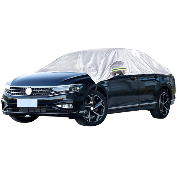 Car Windshield Snow Cover, Half Car Cover Top Waterproof All Weather, Winter car Cover Windproof Dustproof UV Resistant Snowproof Car Body Covers, Protects Your Windshield and Roof (Sedan)