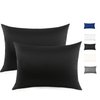 100% Mulberry Silk Pillowcase for Hair and Skin, Both Side 19 Momme Silk with Hidden Zipper,2 Pack (Black, Standard)