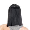 SWACC 12 Inch Short Length Straight Middle Part Hair Wig Synthetic Heat Resistant Wigs for Women with Wig Cap (Black-1B)