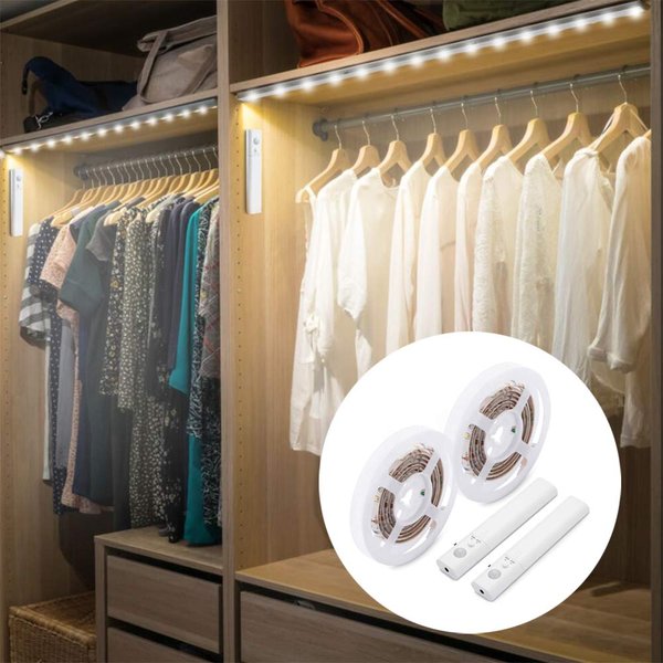 Amagle LED Dual Mode Motion Night Light, Flexible LED Strip with Motion Sensor Closet Light for Bedroom Cabinet 4000K (Nature White,2 Pack,3.2FT*2)