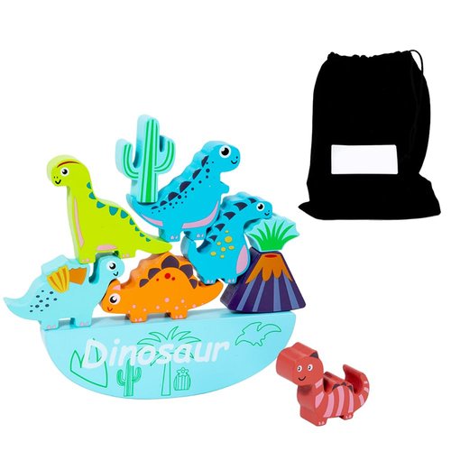 LICRAFT Dinosaur Wooden Stacking Toys for 3 4 5 6 7 8 Year Old Boys Girls Balance Competition Game for Family Birthday Dinosaur Stacking Building Toy for Toddlers