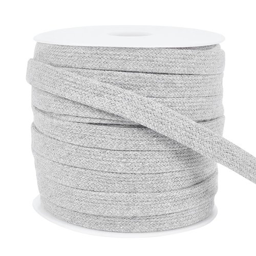 BENECREAT 27.34Yards Dark Gray Flat Replacement Cotton Cords, 12mm Wide Flat Drawstring Cord Rope with Plastic Spools for Garment Accessories Sports Pants Sweater