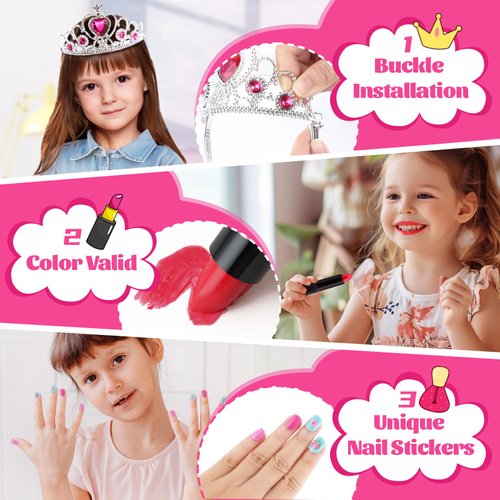 Kids Makeup Kit for Girl -Real Washable Toddler Makeup Kit for Kids Girls, Double-Layer Case Kids Makeup for Kids Little Girl, Princess Girl Toys for Birthday Christmas Gifts for 3 4 5 6 7 8 Year Old