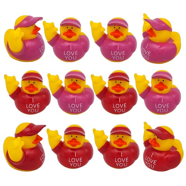 Cool Holiday Rubber I Love You Ducks (2") Standard Size. Pink and Purple. (12 Pack) Cute Duck Bath Tub Pool Toys. ( Valentine's Day Rubber Ducks) …