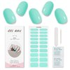 JMEOWIO Semi Cured Gel Nail Strips Green Gel Nail Stickers Nail Supplies Nail Art Design Decoration Accessories