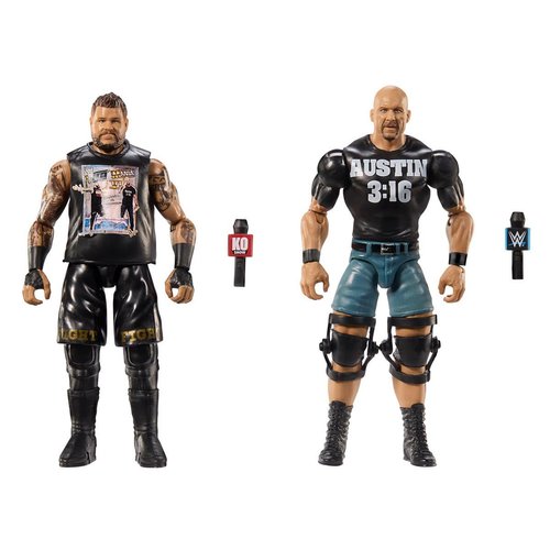 Mattel WWE Main Event Championship Showdown 2-Pack Action Figures & Accessory, Series #20 “Stone Cold” Steve Austin vs Kevin Owens Collectible Set