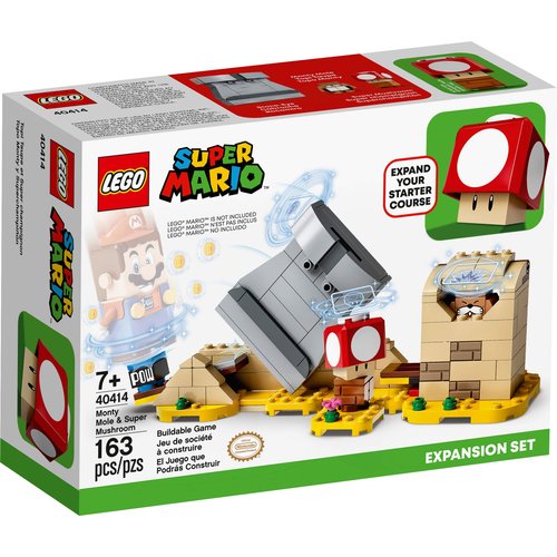 Lego Super Mario: Monty Mole & Super Mushroom Expansion Set - 163 Piece Building Kit - Lego, #40414, Ages 7+