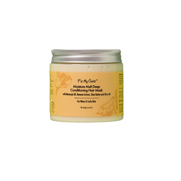 Fix My Curls Moisture Melt Deep Conditioning Hair Mask With Maracuja Oil, Banana Extract and Shea Butter for Curly and Wavy Hair 150 G