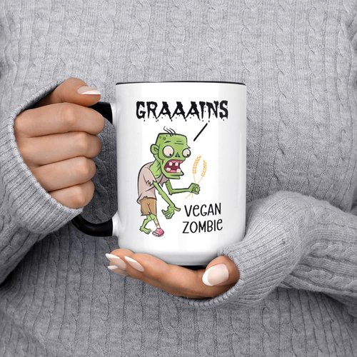 Vegan Zombie Mug Funny Vegan Gifts Zombie Coffee Cup Vegan Zombies Eat Grains Zombie Humor Vegetarian Cup Gift For Vegan