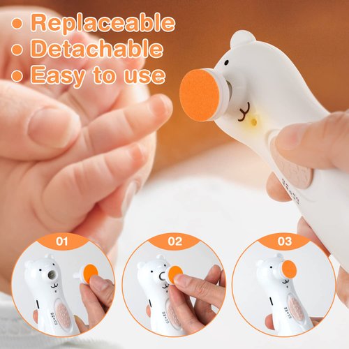 haakaa Electric Nail Trimmer Replacement Pads Baby Nail Trimmer Heads for Standard Baby Nail File, Suitable for 12+Months, Orange