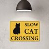 Slow Cat Crossing Xing 8"x12" Funny Novelty Metal Tin Sign Farm Organic Country Home Decor Wall Sign Suitable for Indoor and Outdoor Yard Sign