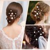 JIEYAO 18 Pcs Wedding Pearl Hair Pins, Pearl Hair Accessories, Bridal Pearl Bobby Pins U Shape Pearl Rhinestone Hair Barrette Bridal Hair Clips Decorative for Bride Bridesmaid Women Girls(Gold)