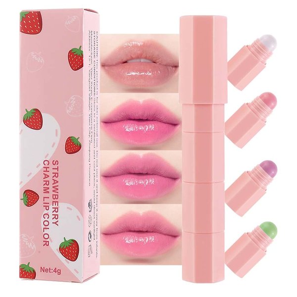 BINGBRUSH Strawberry Color Changing Warm Pink Shine Lipstick, Moisturizer Long Lasting Lip Care Magic Lip Gloss Lightweight and Hydrating Formula