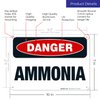 Danger Ammonia Sign, OSHA Danger Sign, 10x7 Inches, Rust Free .040 Aluminum, Fade Resistant, Indoor/Outdoor Use, Made in USA