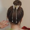 2PCS Butterfly Hair Clips for Women Metal Nonslip Small Claw Clip Peal Tassel Sparkling Hairpins Fashion Styling Hair Accessories Gift