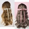 Atoden Hair Bows Hair Ribbon Tassel Bow Hair Clips 8 Pcs Coquette Bows Silky Satin Long Tail Bowknot Hair Clips Alligator Clips Cute Hair Accessories for Women Girls Gifts Black Beige Pink Purple