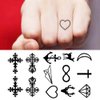 Oottati 2 Sheets Waterproof Small Cute Fake Hand Neck Finger Temporary Tattoos Stickers Cross Heart Deer Anchor Moon Diamond Totem