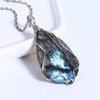 KISSPAT Labradorite Necklace Wire Wrap Pendant Healing Gemstone Palm Stone Moonstone Healing Stone Pendant Necklace for Men Women