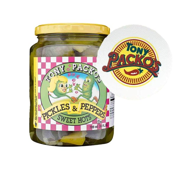 Tony Packo's Sweet Hot Pickles and Peppers, 24 Ounce - 1 Jar with FREE Jar Opener